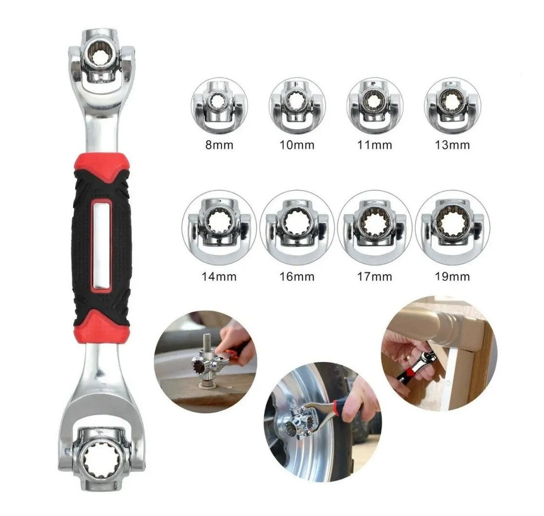 Llave Universal Multifunción 4-8 en 1 con Cabezal Giratorio 360°: ¡La Herramienta Todo en Uno para Cualquier Trabajo!