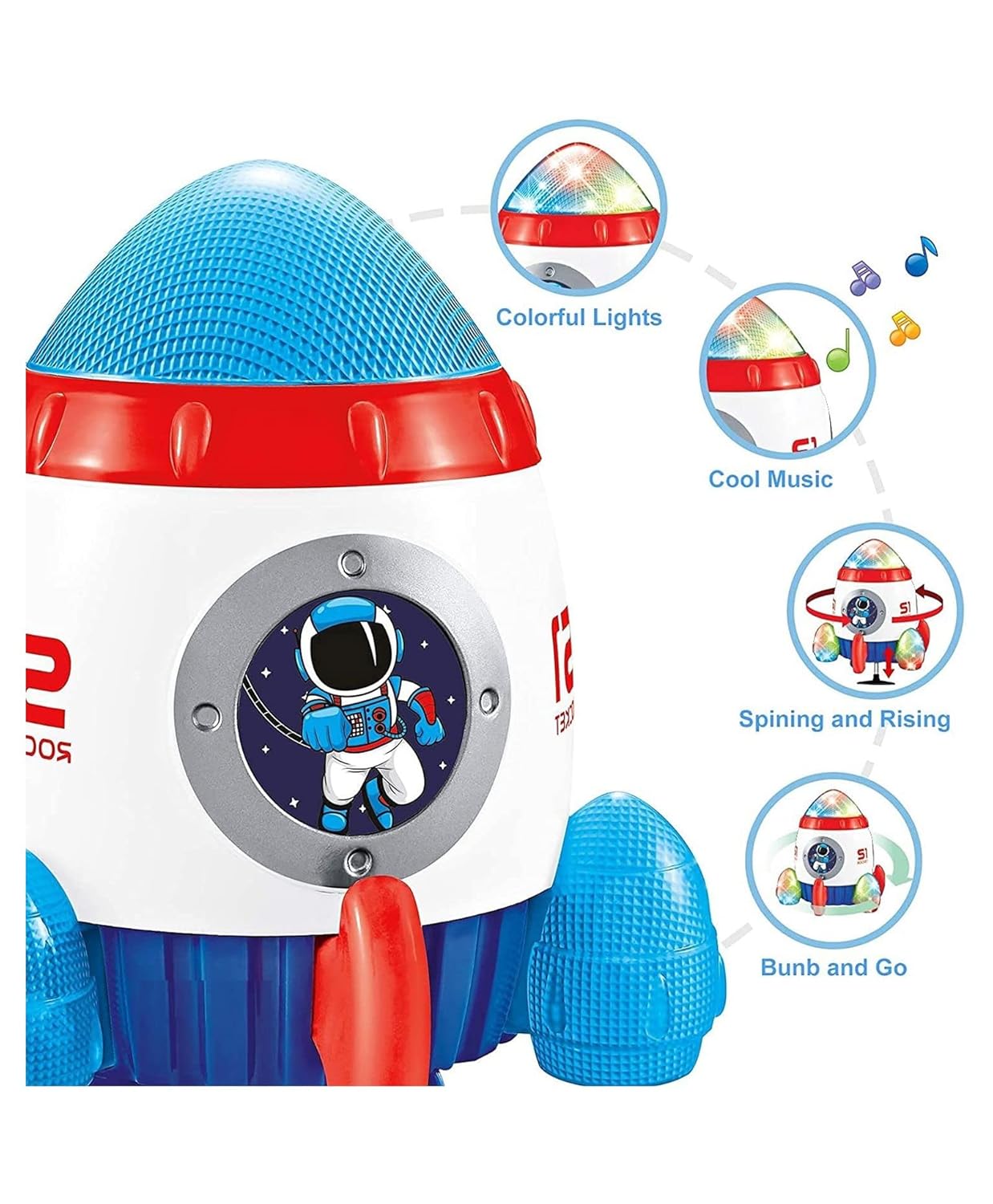 Cohete Espacial Musical Interactivo con Movimiento y Luces LED: ¡Estimula la Imaginación de Pequeños Exploradores!