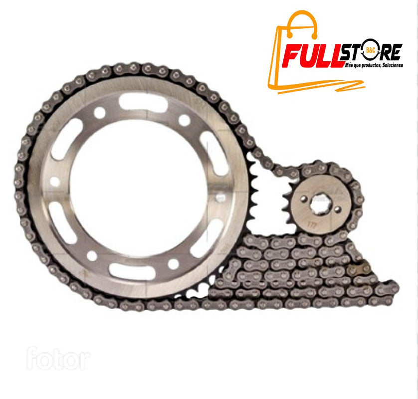 Kit de Arrastre 17x54 (Cadena Dorada 428H-132) para Motocicleta Honda XR 125L, Honda NXR 125 BROS - Marca Revo Scorpion (Alta Resistencia) (Despacho 4 a 5 días hábiles)