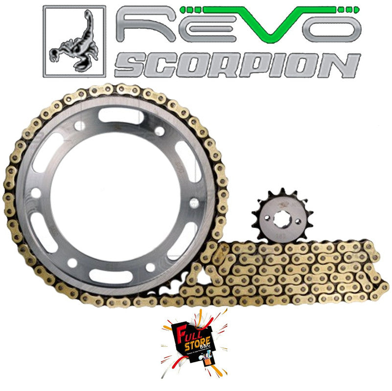Kit Arrastre 16x51 (Cadena Dorada 428H-132) Honda XR 125L Brio, XR 150L, XR 190L - Revo Scorpion (Alta Resistencia) (Despacho 4 a 5 días hábiles)