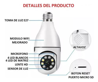 CAMARA BOMBILLO 360 grados alta seguridad