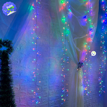Cortina de Luces LED Navideñas 3.70 x 1.90 Metros Extensión: ¡800 LEDs, Brillo y Magia Multicolor!