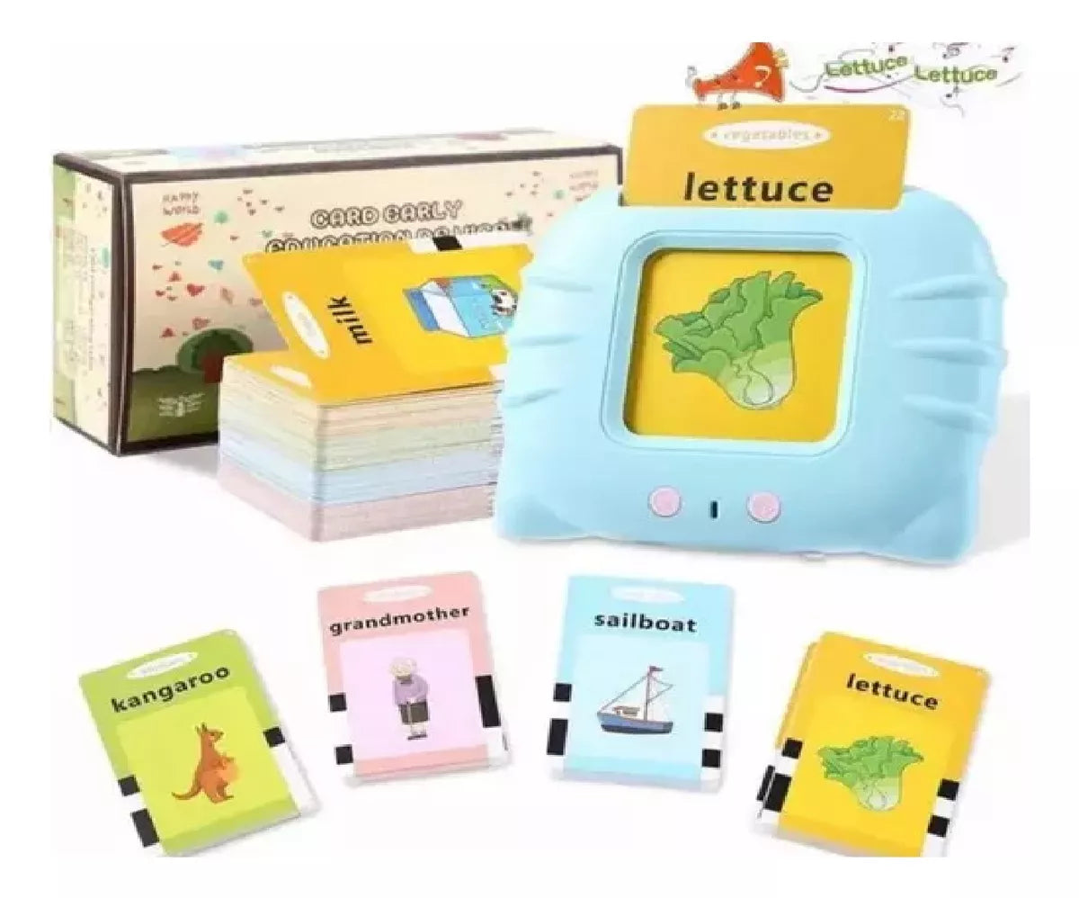 Dispositivo de Aprendizaje Didáctico Infantil Bilingüe: ¡Pronuncia Palabras en Inglés con Tarjetas y Recargable!
