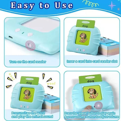 Dispositivo de Aprendizaje Didáctico Infantil Bilingüe: ¡Pronuncia Palabras en Inglés con Tarjetas y Recargable!