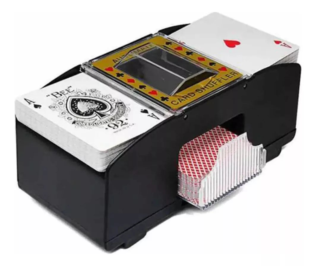Barajador Automático de Cartas Eléctrico (2 Mazos): Mezcla Rápida y Uniforme para Póker, Blackjack y Juegos de Mesa