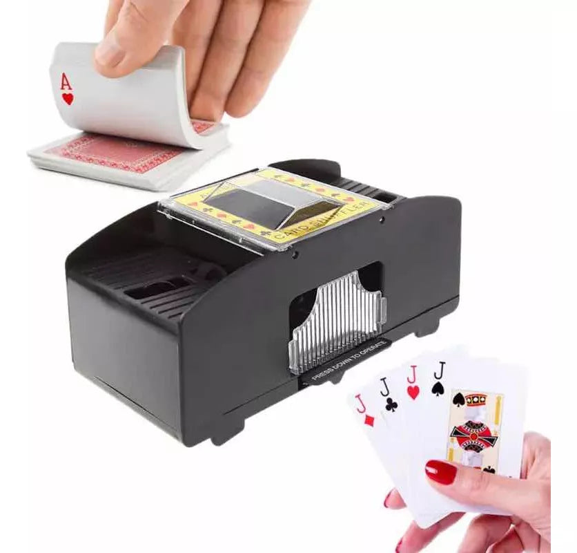 Barajador Automático de Cartas Eléctrico (2 Mazos): Mezcla Rápida y Uniforme para Póker, Blackjack y Juegos de Mesa