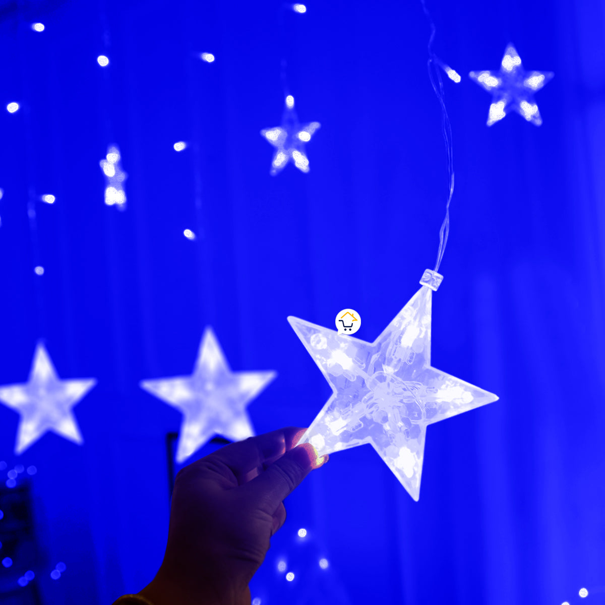 Cascada de Luces LED con Estrellas 6 Metros: ¡272 Luces Intercaladas para Decoración Navideña y Eventos!