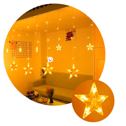 Cascada de Luces LED con Estrellas 6 Metros: ¡272 Luces Intercaladas para Decoración Navideña y Eventos!