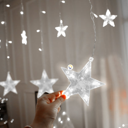 Cascada de Luces LED con Estrellas 6 Metros: ¡272 Luces Intercaladas para Decoración Navideña y Eventos!