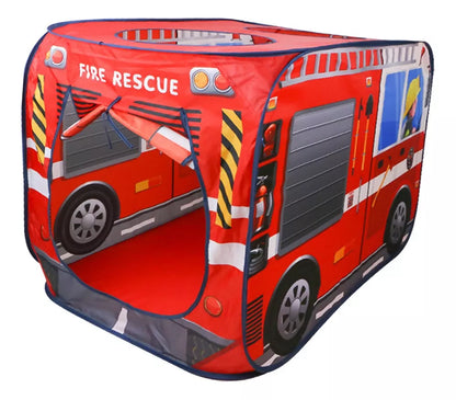 Tienda de Juego Infantil Plegable Estilo Camión de Bomberos: ¡Grande, Portátil y Fácil de Montar para Interior y Exterior!