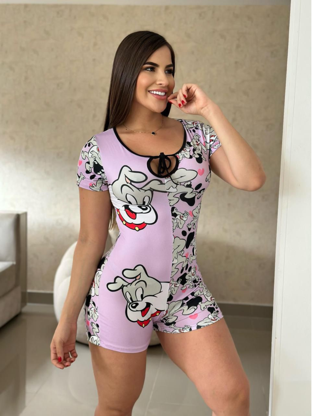 Enterizo Pijama Cordón: Suavidad en Piel de Durazno y Ajuste Perfecto talla unica de XS a M