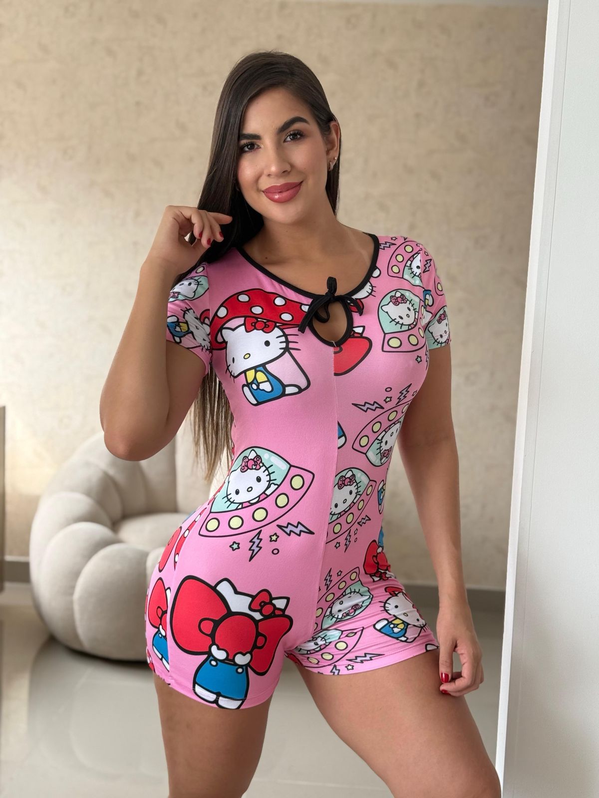 Enterizo Pijama Cordón: Suavidad en Piel de Durazno y Ajuste Perfecto talla unica de XS a M