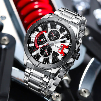 Reloj Curren 8401: Cronógrafo de Alta Gama en Acero con Tarjeta de Garantía