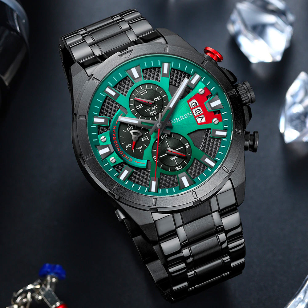 Reloj Curren 8401: Cronógrafo de Alta Gama en Acero con Tarjeta de Garantía