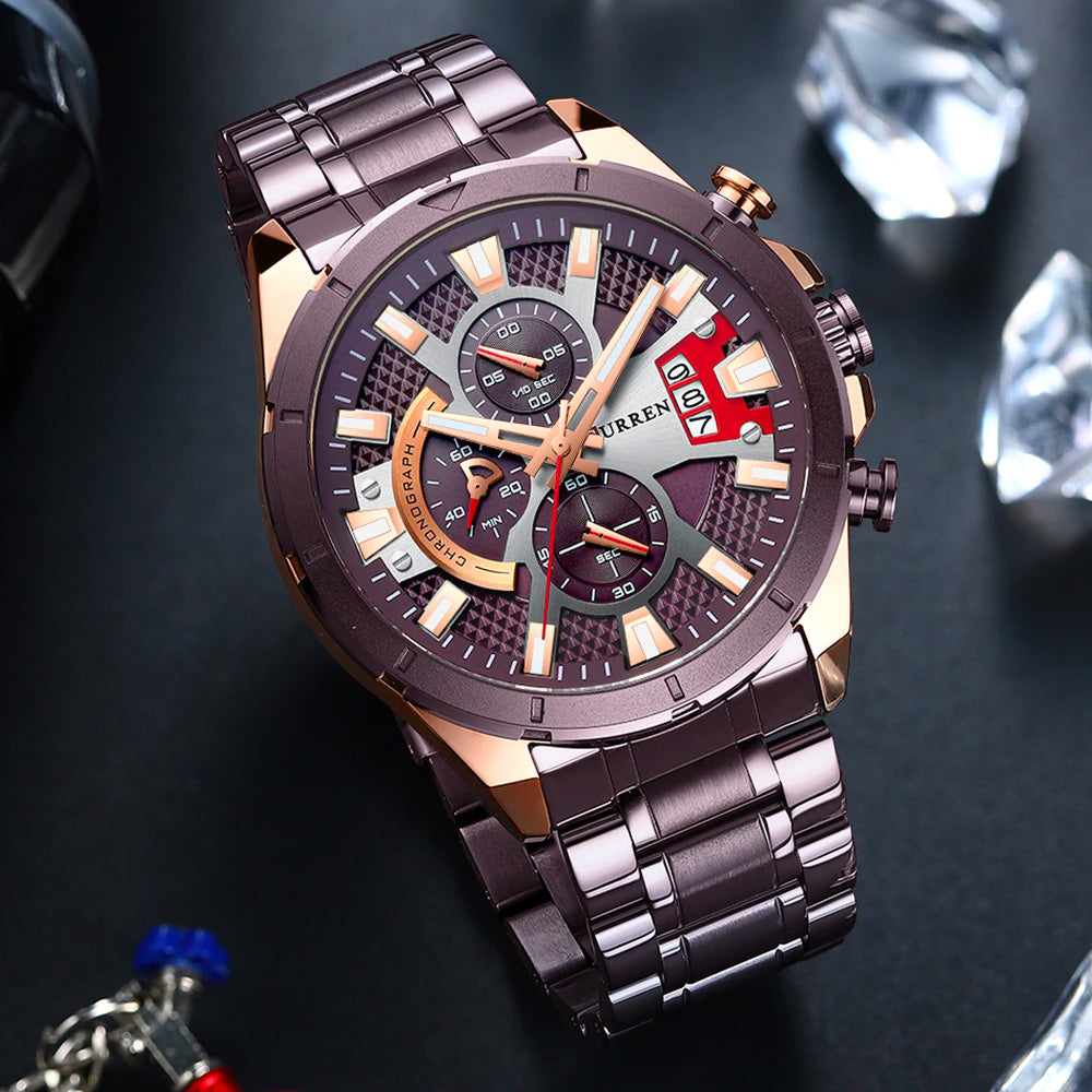Reloj Curren 8401: Cronógrafo de Alta Gama en Acero con Tarjeta de Garantía