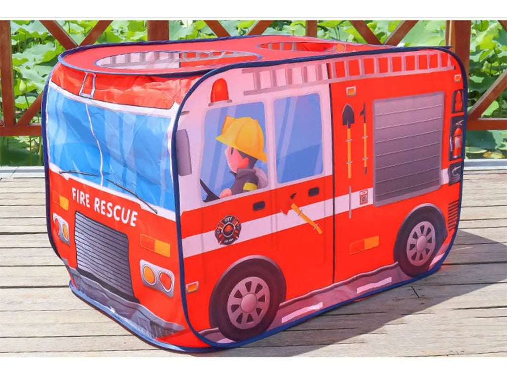 Tienda de Juego Infantil Plegable Estilo Camión de Bomberos: ¡Grande, Portátil y Fácil de Montar para Interior y Exterior!