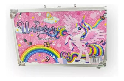 Set de Maquillaje Infantil Unicornio Lavable: No Tóxico, Seguro para la Piel, con Sombras, Labial y Esmalte