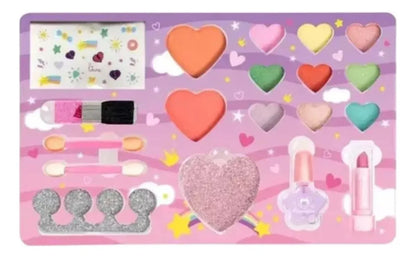 Set de Maquillaje Infantil Unicornio Lavable: No Tóxico, Seguro para la Piel, con Sombras, Labial y Esmalte