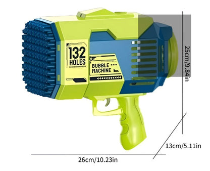 Pistola Lanzadora de Burbujas Automática de 132 Orificios: ¡Potente, Recargable y Cientos de Burbujas por Segundo!