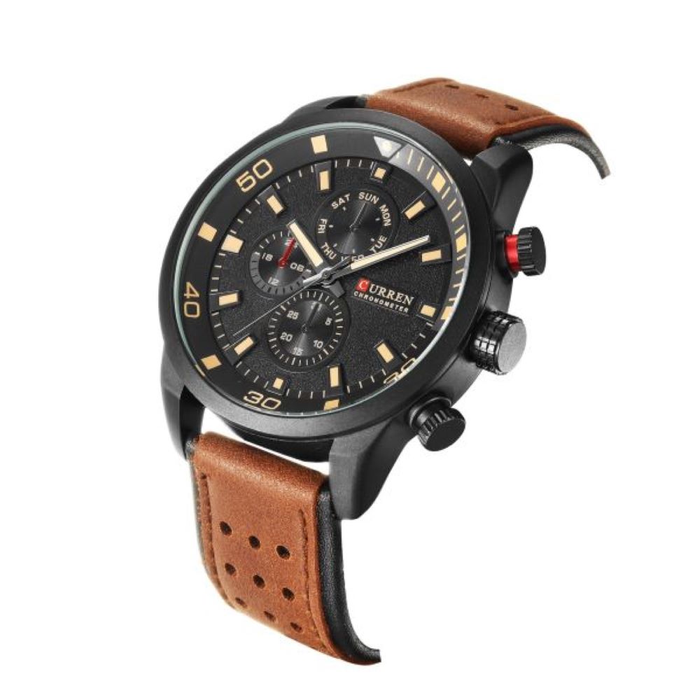 Reloj Curren 8250: Estilo Clásico con Pulso de Cuero y Tarjeta de Garantía