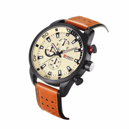 Reloj Curren 8250: Estilo Clásico con Pulso de Cuero y Tarjeta de Garantía