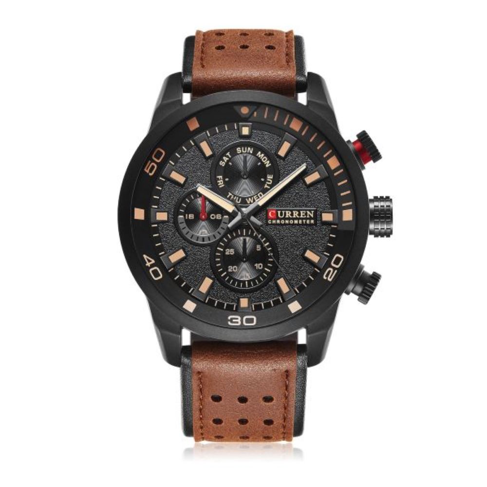 Reloj Curren 8250: Estilo Clásico con Pulso de Cuero y Tarjeta de Garantía