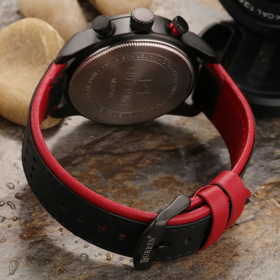 Reloj Curren 8250: Estilo Clásico con Pulso de Cuero y Tarjeta de Garantía