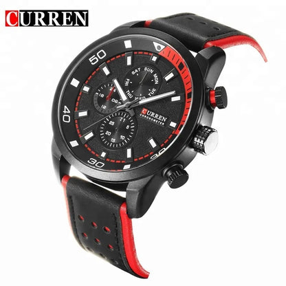 Reloj Curren 8250: Estilo Clásico con Pulso de Cuero y Tarjeta de Garantía