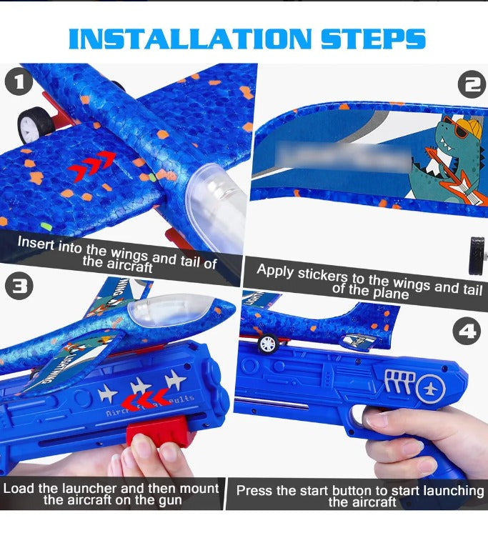 Lanzador de Aviones con Catapulta: Juguete de Vuelo de Alta Velocidad y Aviones de Espuma