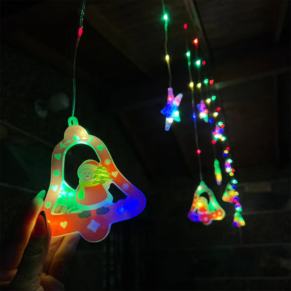 Cascada LED Navideña 3 Metros con Figuras Acrílicas: ¡100 Luces Intercaladas y 8 Modos de Iluminación!