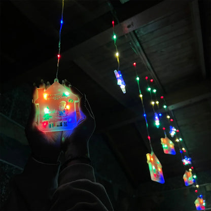 Cascada LED Navideña 3 Metros con Figuras Acrílicas: ¡100 Luces Intercaladas y 8 Modos de Iluminación!