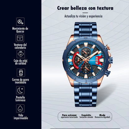 Reloj Curren 8401: Cronógrafo de Alta Gama en Acero con Tarjeta de Garantía