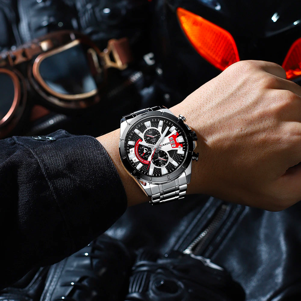 Reloj Curren 8401: Cronógrafo de Alta Gama en Acero con Tarjeta de Garantía