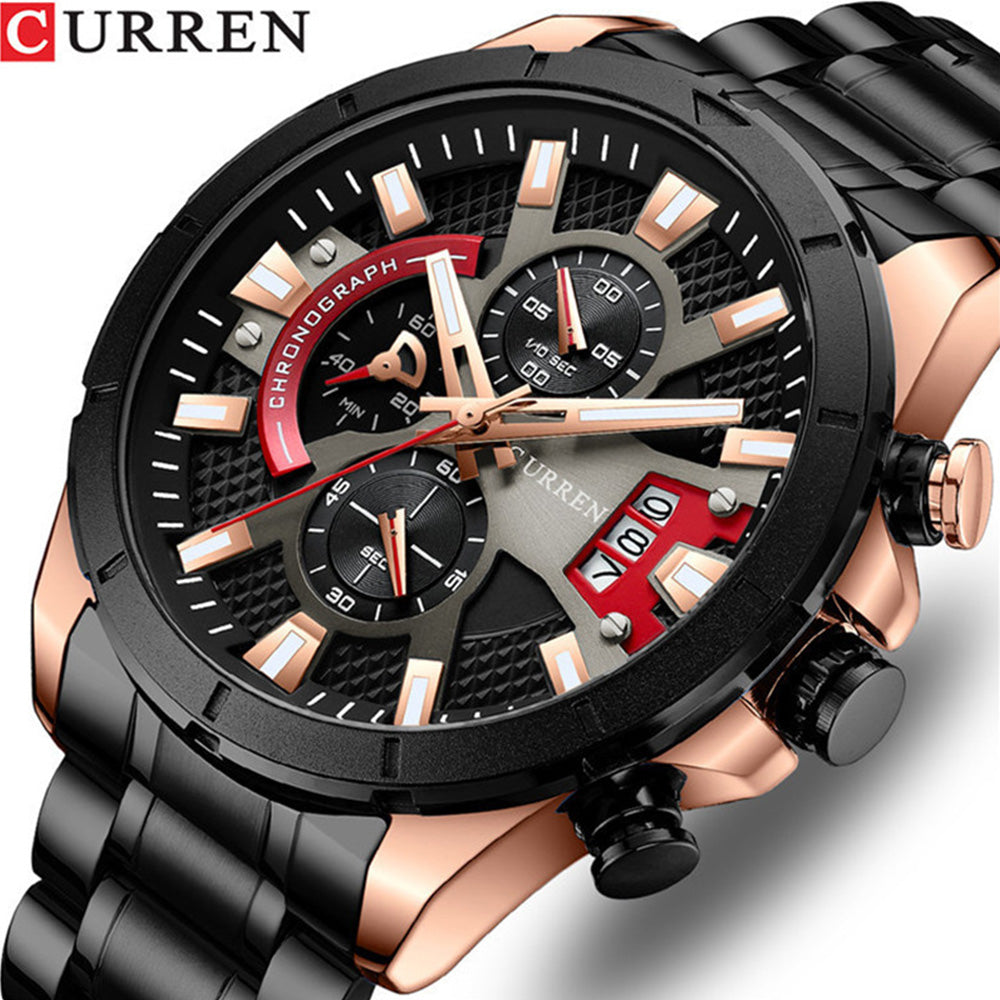 Reloj Curren 8401: Cronógrafo de Alta Gama en Acero con Tarjeta de Garantía