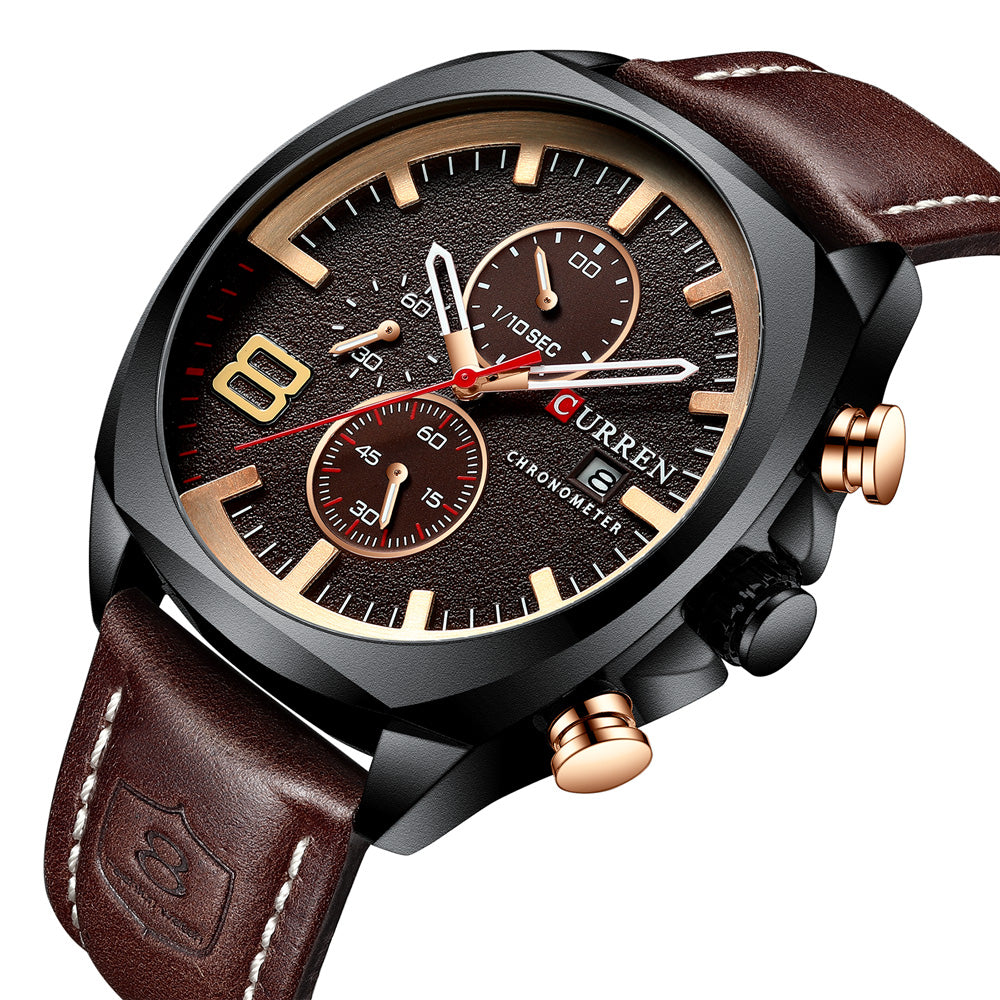 Reloj Curren 8324: Cronógrafo con Movimiento Japonés y Pulso de Cuero
