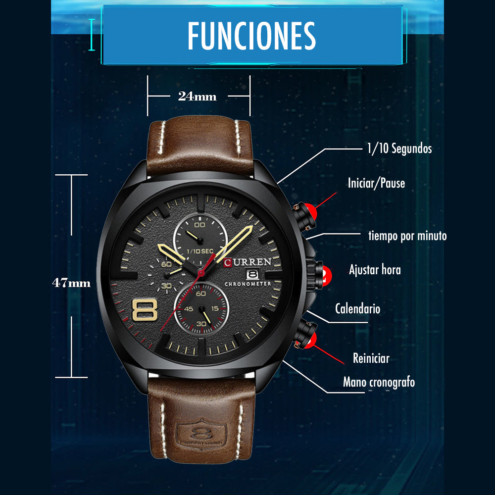 Reloj Curren 8324: Cronógrafo con Movimiento Japonés y Pulso de Cuero