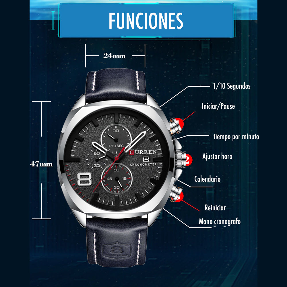 Reloj Curren 8324: Cronógrafo con Movimiento Japonés y Pulso de Cuero