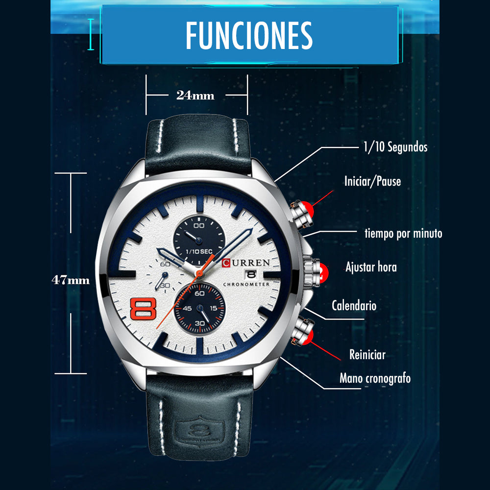 Reloj Curren 8324: Cronógrafo con Movimiento Japonés y Pulso de Cuero