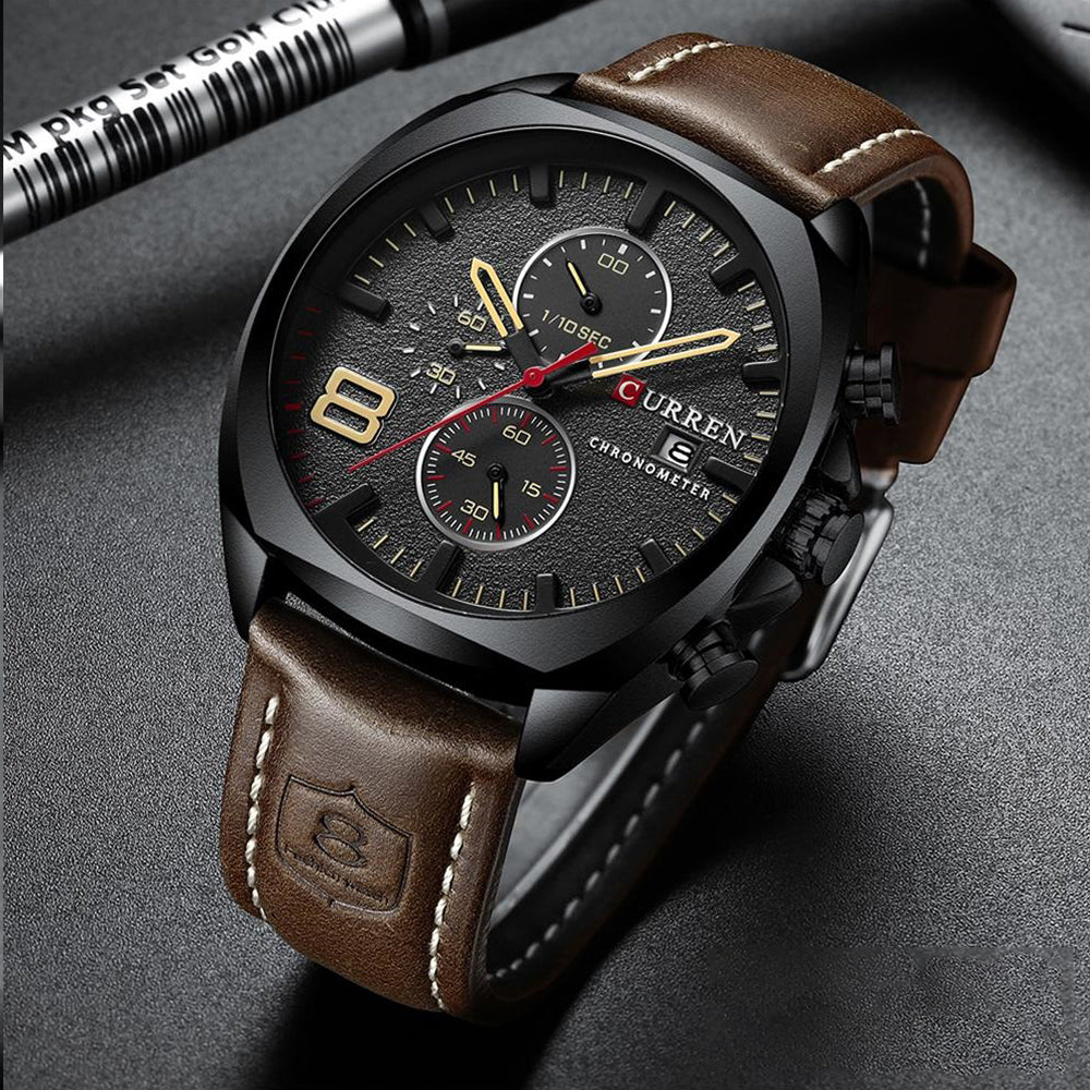 Reloj Curren 8324: Cronógrafo con Movimiento Japonés y Pulso de Cuero