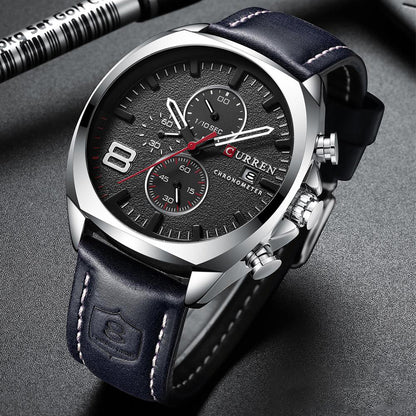 Reloj Curren 8324: Cronógrafo con Movimiento Japonés y Pulso de Cuero