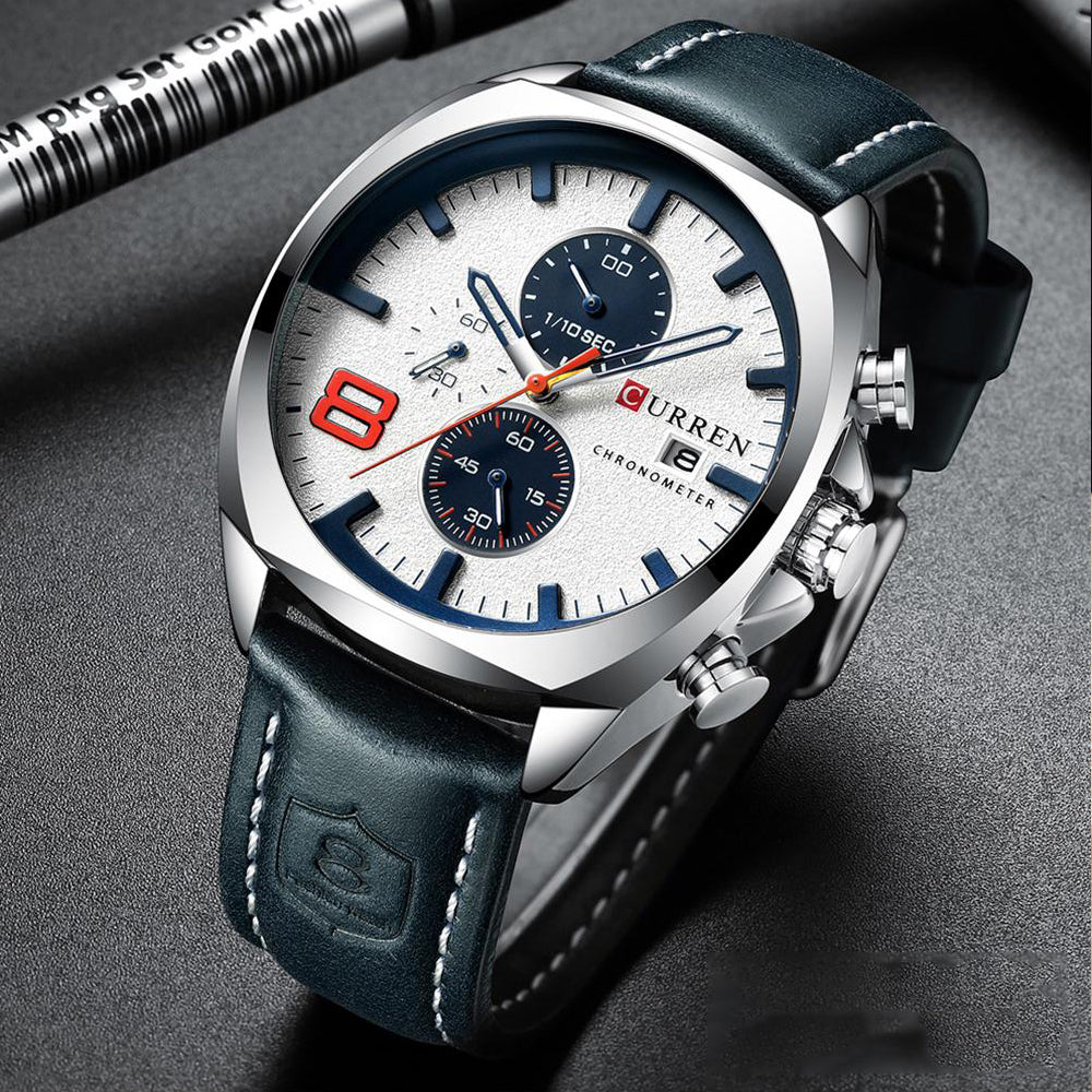 Reloj Curren 8324: Cronógrafo con Movimiento Japonés y Pulso de Cuero