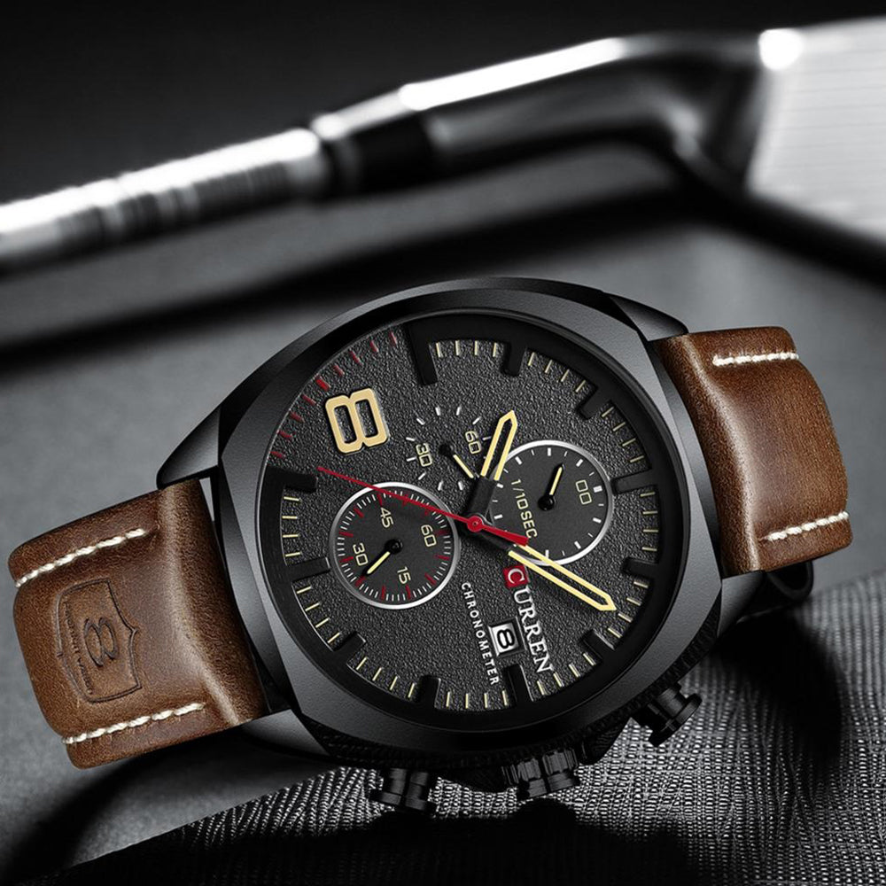 Reloj Curren 8324: Cronógrafo con Movimiento Japonés y Pulso de Cuero