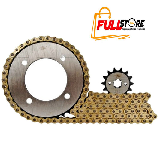 Kit de Arrastre 14x34 (Cadena Dorada 428H-108) para Motocicleta Honda Biz 125 KS/ES/+ - Marca Revo Scorpion (Alta Resistencia) (Despacho 4 a 5 días hábiles)