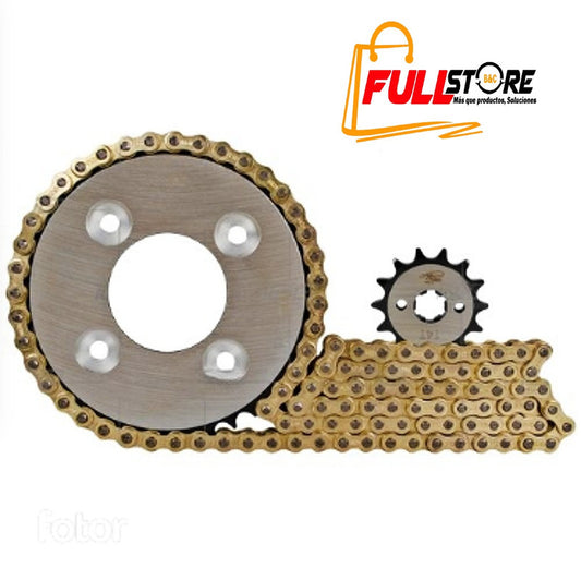 Kit de Arrastre 14x37 (Cadena Dorada 428H-108) para Motocicleta Honda Wave 110, Wave 110 S, C100 Wave II - Marca Revo Scorpion (Alta Resistencia) (Despacho 4 a 5 días hábiles)