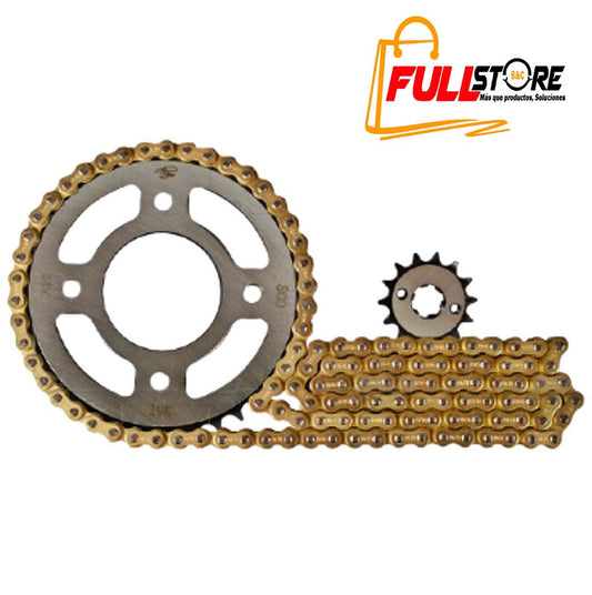 Kit de Arrastre 15x36 (Cadena Dorada 428H-106) para Motocicleta Victory Switch 150 - Marca Revo Scorpion (Alta Resistencia) (Despacho 4 a 5 días hábiles)