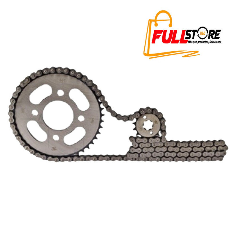 Kit de Arrastre 15x44 4 Huecos (Cadena Dorada 428H-128) para Motocicleta Pulsar 180 II, Pulsar 180 V2009, Pulsar 180 Black Tec - Marca Revo Scorpion (Alta Resistencia) (Despacho 4 a 5 días hábiles)