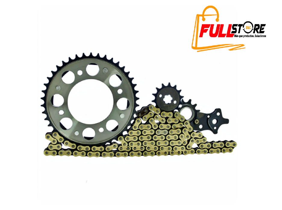 Kit de Arrastre Relacion 15X43 4 Huecos con Cadena Dorada 428H-132 Revo Scorpion de Alta Calidad para Honda CBF 150