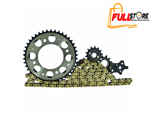 Kit de Arrastre Relacion 15X43 4 Huecos con Cadena Dorada 428H-132 Revo Scorpion de Alta Calidad para Honda CBF 150