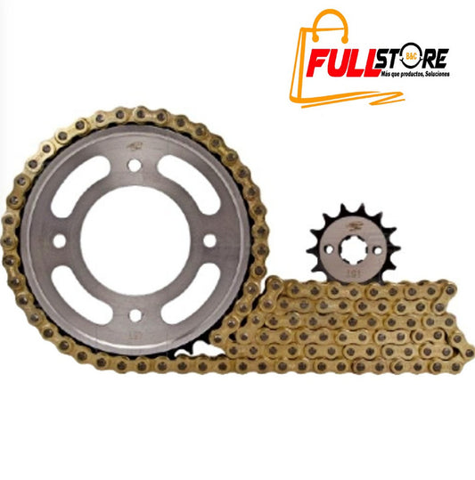 Kit Arrastre 15x45 (Cadena Dorada 428H-124) Honda CBF 125, CBF 125 EURO II - Revo Scorpion (Alta Resistencia) (Despacho 4 a 5 días hábiles)