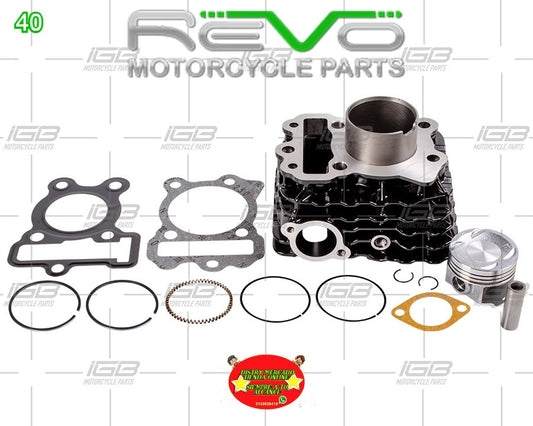Cilindro Completo Negro (4 Válvulas) para Motocicleta Bajaj Discover 100 Max, Discover 110 - Marca REVO (Tipo Original) (Despacho 4 a 5 días hábiles)